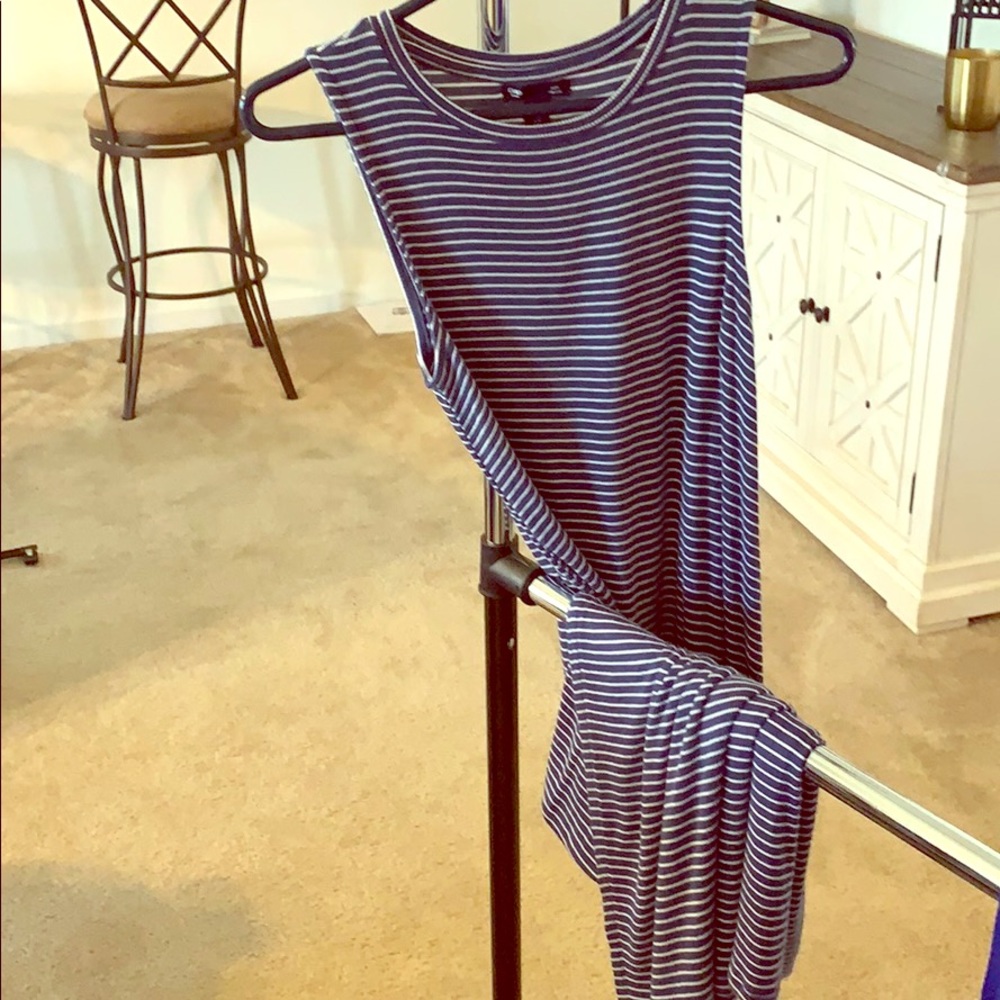 Blue and white maxi dress